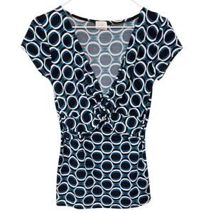 Womens Vintage Y2K Babydoll Top Small Geometric Retro 90s Dark Grunge V Neckline